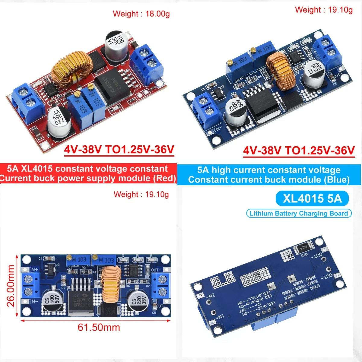 XL4015 5A DC To DC CC CV Lithium Battery Step Down Charging Board Led Power Converter Lithium Charger Step Down Module