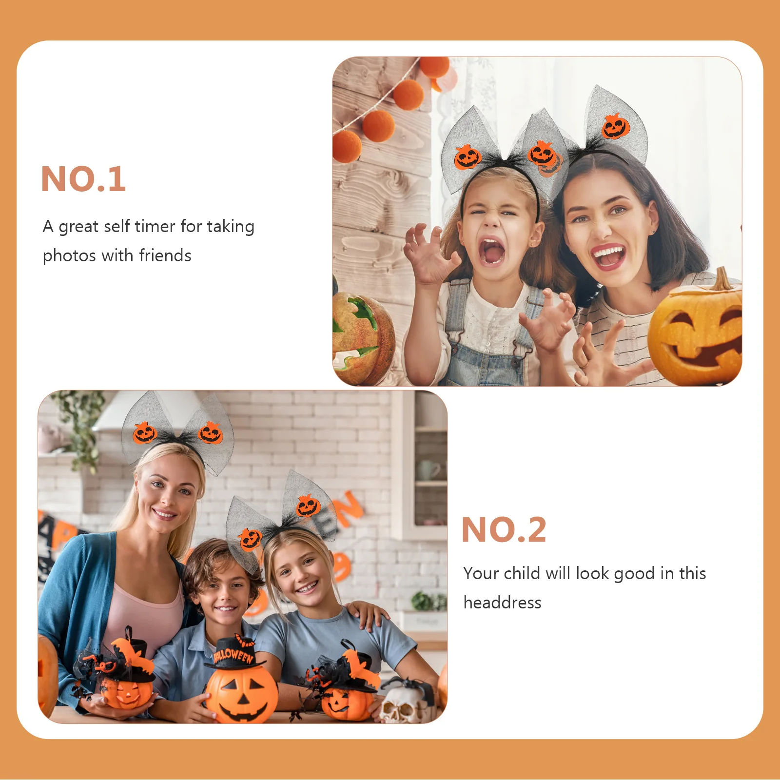 

Bow-Knot Headband Halloween Mesh Hair Decor Party Cosplay Accessory Pumpkin Headdress Holiday Gift Stage Prop