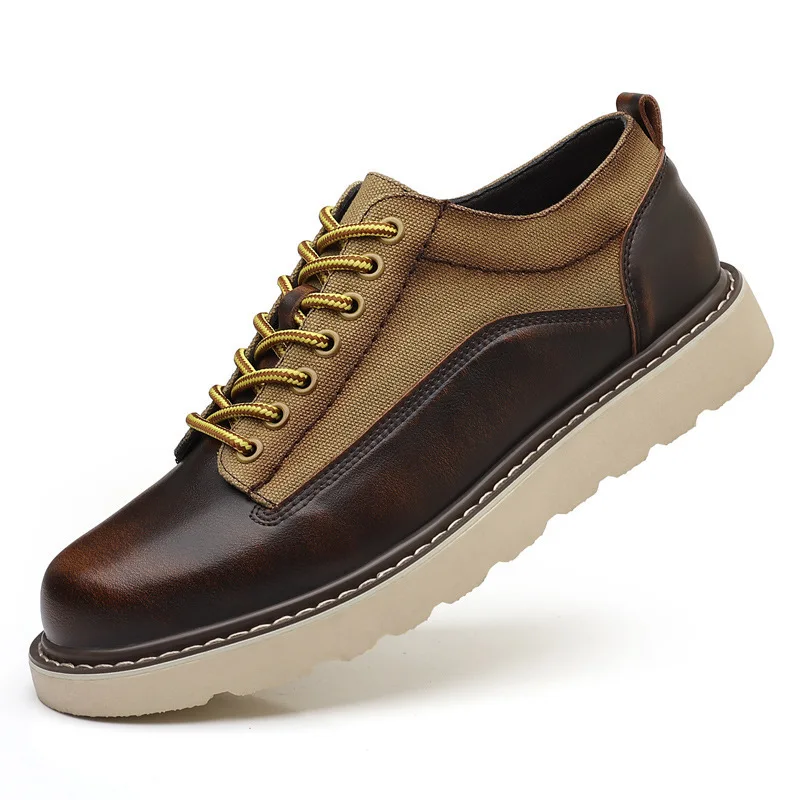 

Big Size New Designer Work Shoes for Men Fashion Outdoor Casual Leather Shoes Male Lace Spring Autumn Platform Shoes Loafers Man