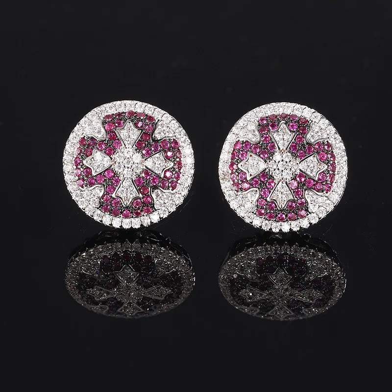 Round Stud Earrings with Multi Color Gemstones Intricate Design for A Touch of Elegance Perfect Modern Geometric Women Jewelry
