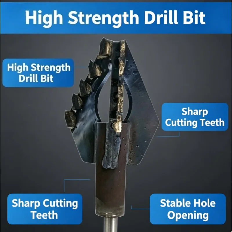 Water Well Drilling Bit Super Hard Alloy 3 Wing Rock Drill Head Electric Rig Tool 1 Inch Pipe Thread Durable Borehole Equipment