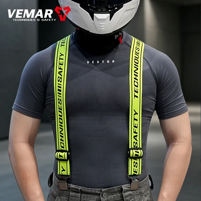 VEMAR Fashion Motorcycle Riding Pants Suspender Duty Braces High Elastic Adjustable Straps Motorbike Racing Trousers Suspenders