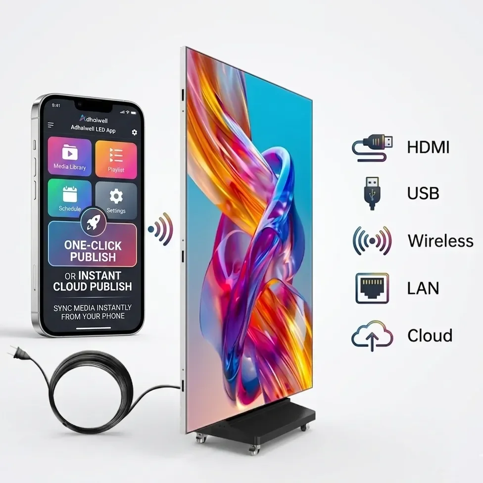 Quick Setup Tri-foldable Led Poster P1.5 P1.8 p2 P2.5 Mobile Advertising Portable LED Screen for Wedding, Events, Advertising