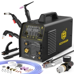 HHZXVOGEN HVM270 6 in 1 Aluminum Welding Machine Cut/Gas MIG/Gasless MIG/HF TIG/MMA ARC Stick Digital Screen 2T/4T Spot Inverter Welder for Stainless Cast Iron Multi-process Plasma Cutter Welder Combo