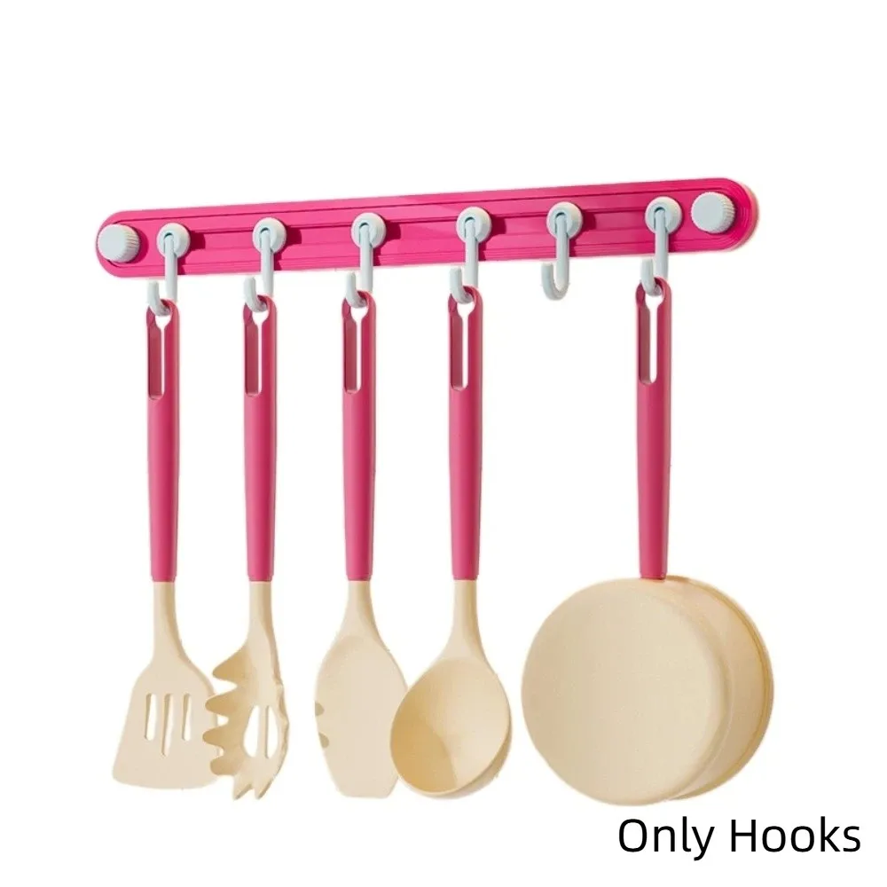 

Plastic Suction Cup Hooks Non-Marking Dopamine Candy Color Towel 6 Head Hooks Moisture-proof Space Saving Kitchen Storage Hooks