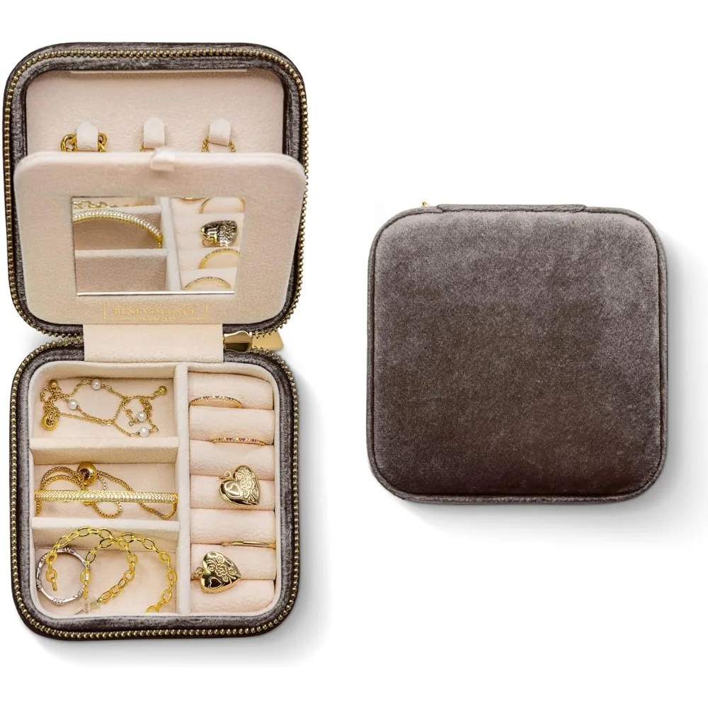 

Benevolence LA Plush Velvet Jewelry Box | Travel Jewelry Case Organizer with Mirror | Featured in Oprah's Favorite Things | Best