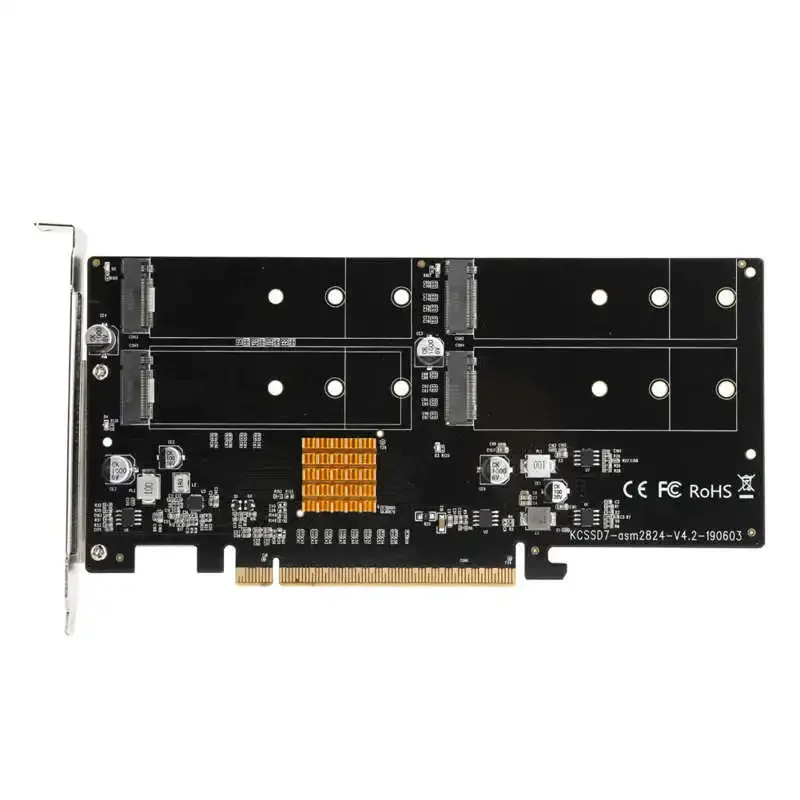 MAIWO PCIe 3.0 X16 To M.2 NVME SSD Adapter 4 Port for Computer Server Workstation Four Port RAID Array Card Riser Expansion Card