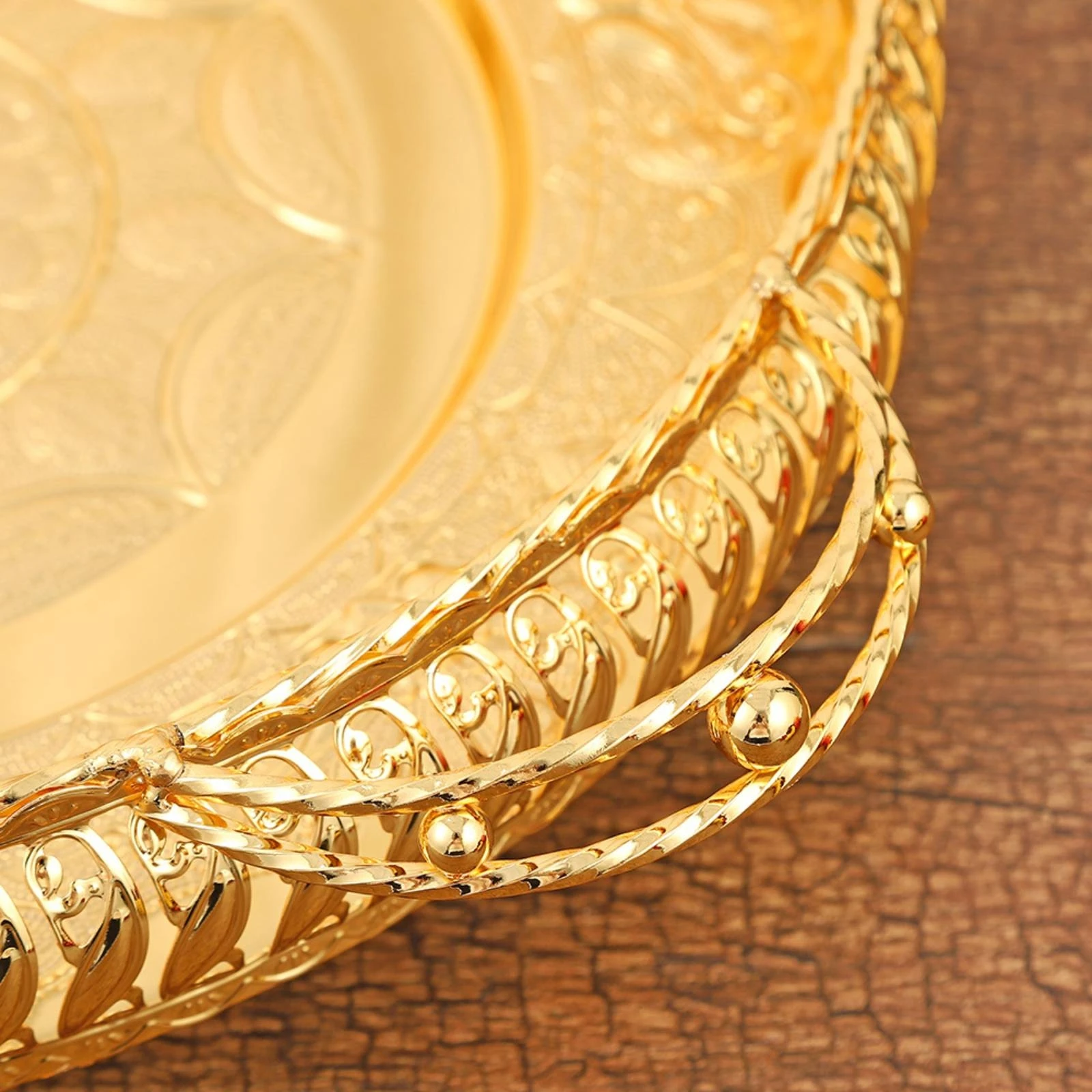 Oval Serving Tray Pierced Decorative Tray with Handles Oval Serving Platter Multipurpose Household Item Versatile