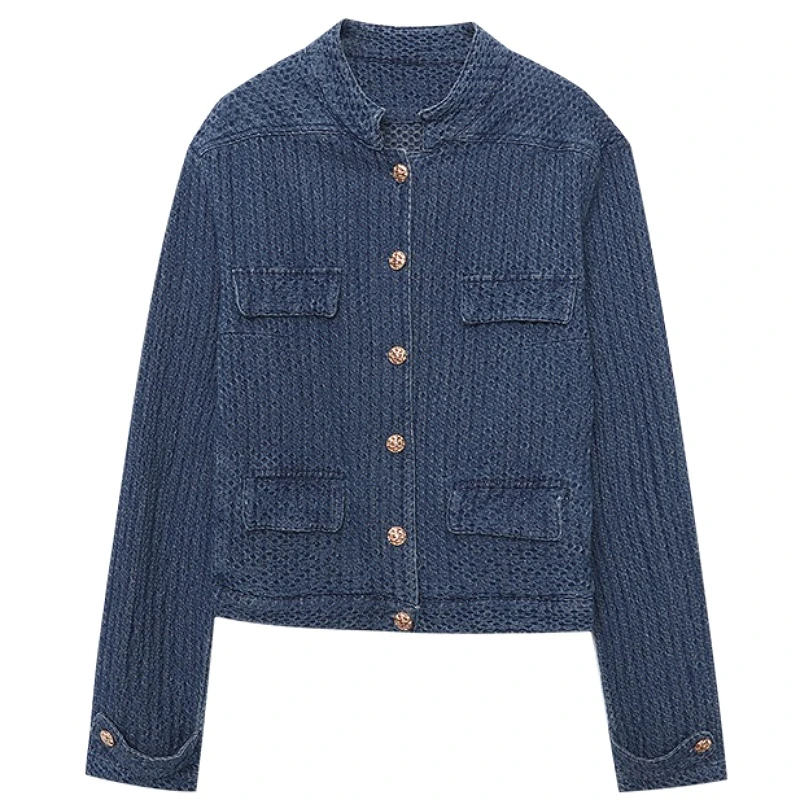 

Женская джинсовая куртка-пальто 2026 года: весенняя, осенняя, в стиле Y2K, уличная, повседневная, с круглым вырезом, с длинными рукавами, элегантная, комбинированная