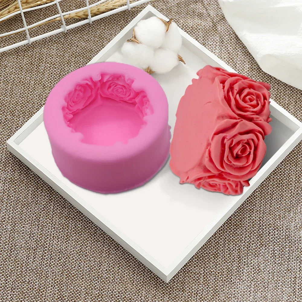 Food Grade Rose Flower Shap Silicone Candle Mold Fondant Molds Handmade Soap Clay Mold Cake Baking Wedding gift Decorating Tools