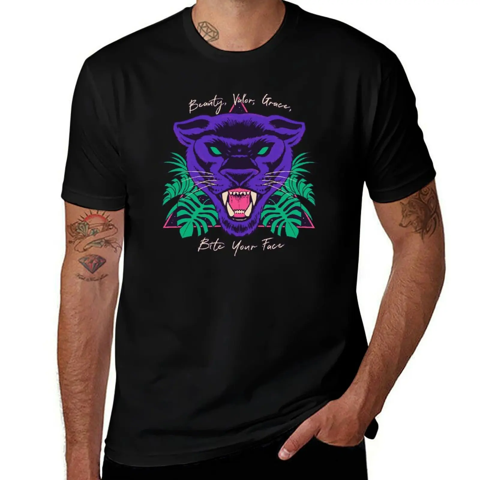 Beauty, Valor, Grace, Bite Your Face T-Shirt man t shirts cotton T-Shirt