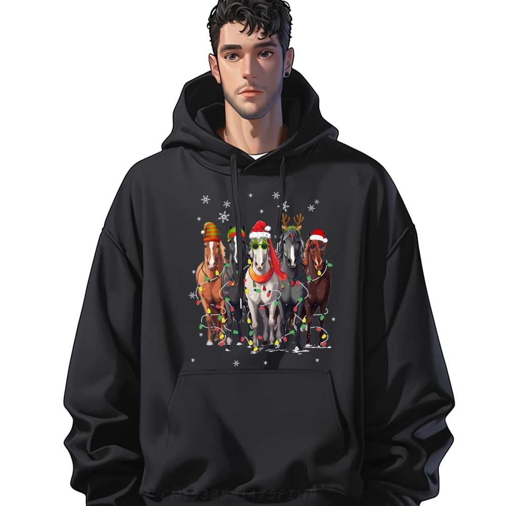 

Horses Merry Christmas Funny Horse Lover For Xmas Grahpic Pullover Luxury Brand Tops Hoodies