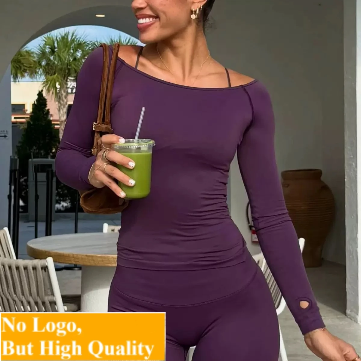 NO LOGO One shoulder long sleeved T-shirt moisture wicking high elasticity quick drying outdoor running fitness yoga clothes top