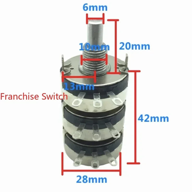 

5 шт. 3-позиционный потенциометр WTH118-2W 1K2K24K710K22K47K100K220K470K1M 9-контактный