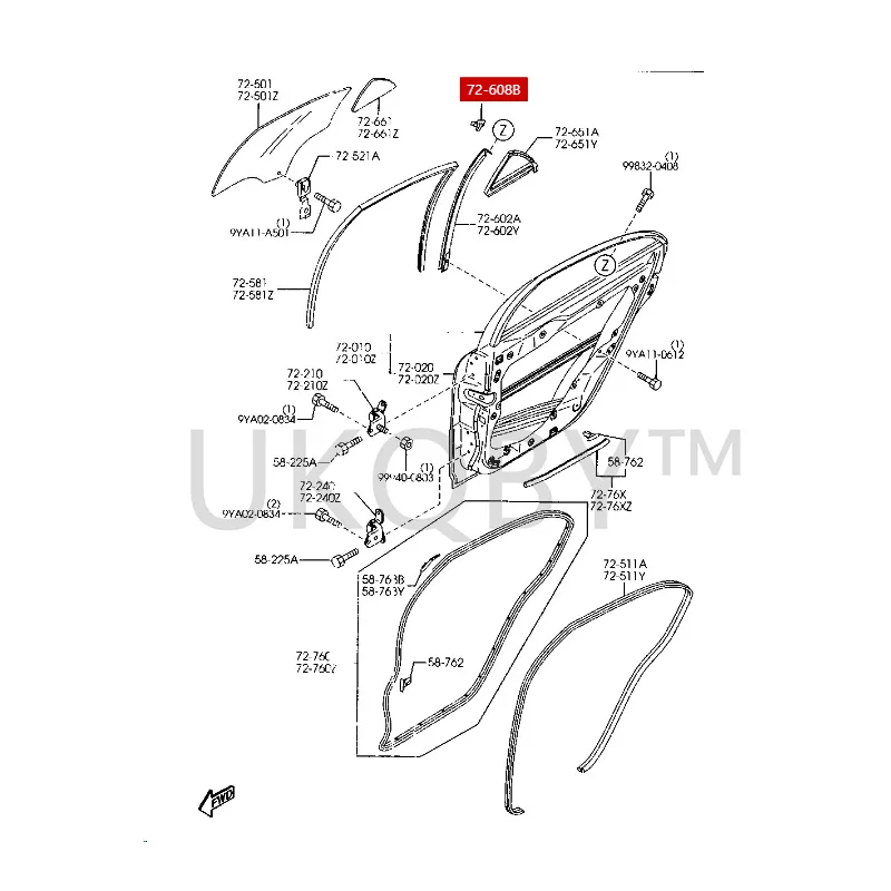 GJ6E73608 GJ6L73608 Suitable for Ma zd a 6 Rear door glass guide rod guide rail guide groove mud groove sealing cover