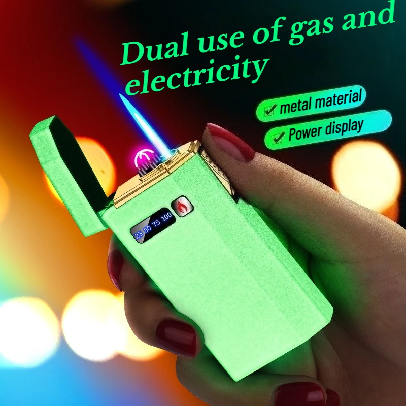 

New Luminous Personalized Creative Gas Electric Hybrid Lighter, Dual Energy Charging Cigarette Lighter,Men's Smoking Accessories