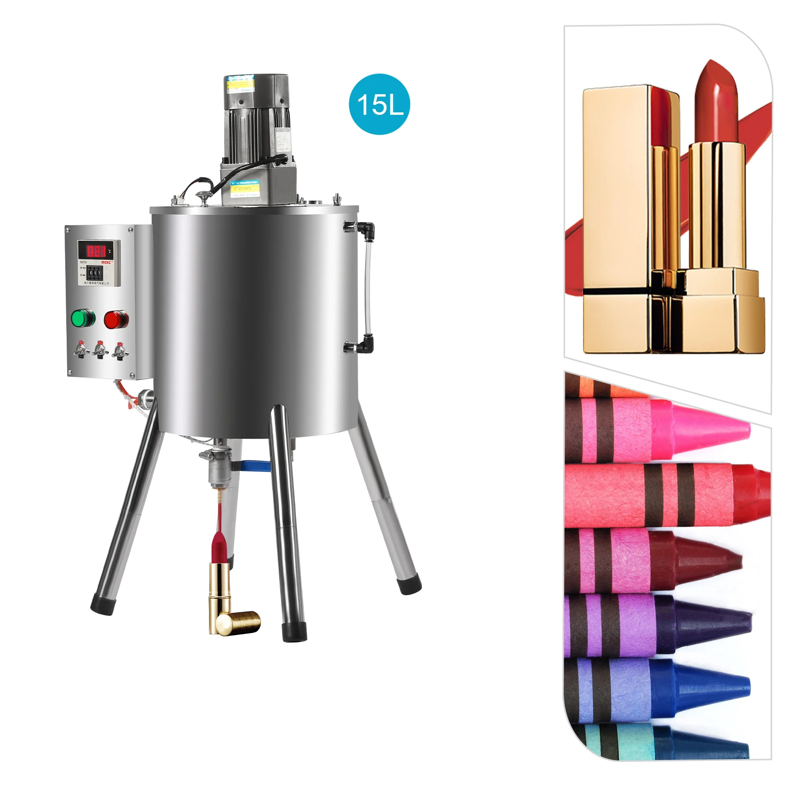 

15L Electric Heating Mixing Filling Machine Stirring Tank Lipstick Filler with Melting for Lipstick Cream Wax Soap Paste Filling