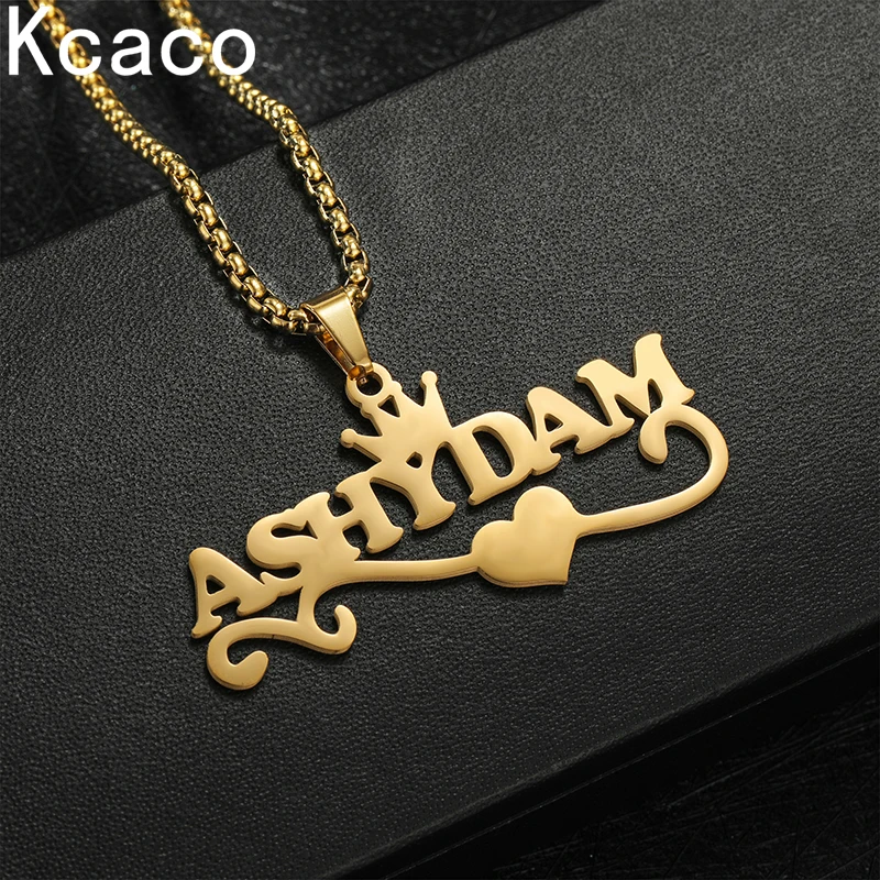 

Thick Bead Chain Custom Name Necklace Personalized Jewelry Stainless Steel Detachable Pendant Necklace For Women Men Party Gifts