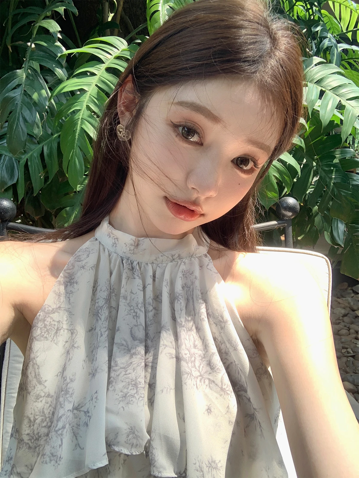 

Jiannan Chen New Chinese Sle Set Light Ink Print ter Ne irts Chiffon Skirt Faionable Women's Ensemble Summer 2024