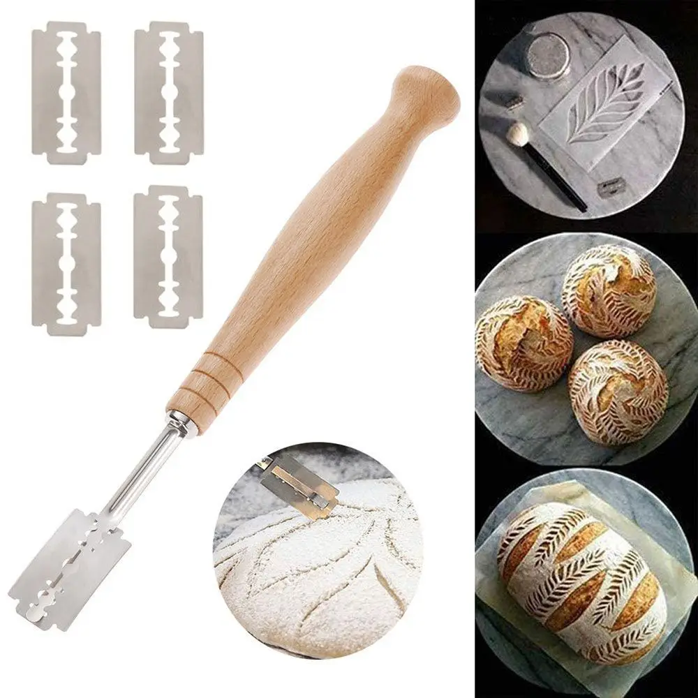 Herramienta de corte de cocina, cortador de afeitar con bolsa de cuero, herramientas de puntuación de masa, cortador de pan francés