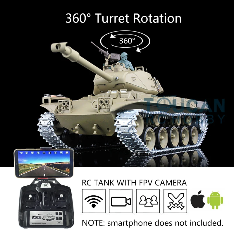 HENG LONG 1/16 Scale 7.0 Upgraded Walker Bulldog RC Tank FPV Camera 3839 360° Turret Metal Tracks Wheels Toys Boys Car TH17328