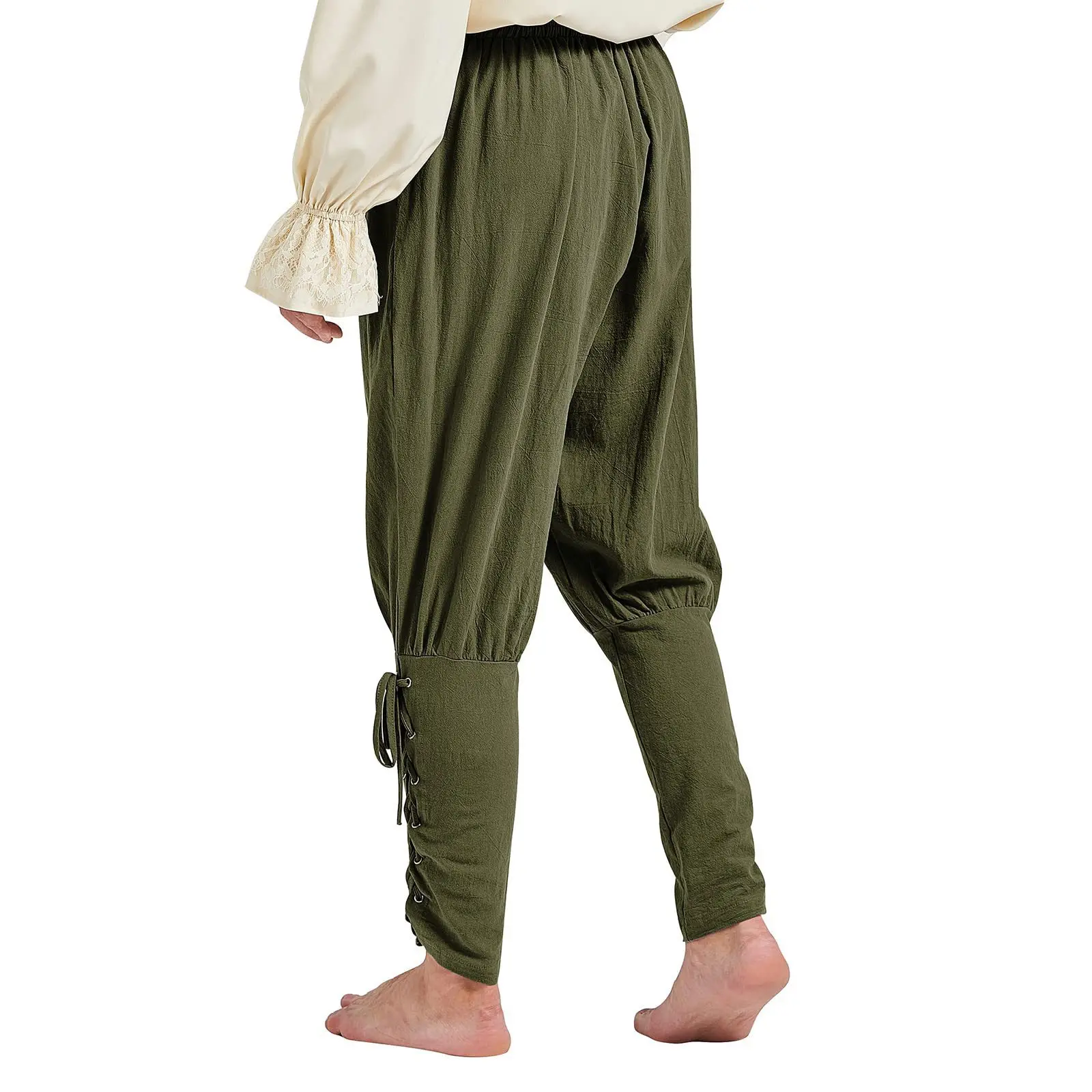 

Men's Medieval Viking Pirate Belted Ankle Pants Straight Leg High Waist Casual Trousers Faionable Cleanfit Polyester Cotton