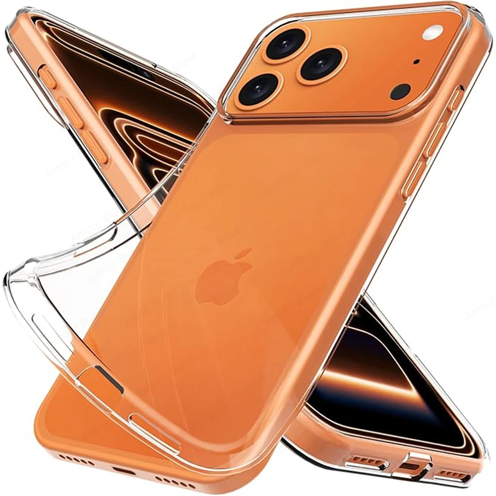 Coque de téléphone ultra-fine transparente pour iPhone 17 16 15 14 Plus 13 12 Mini 11 17 Pro Max, Housse en silicone souple pour iPhone 17e 16e Fundas