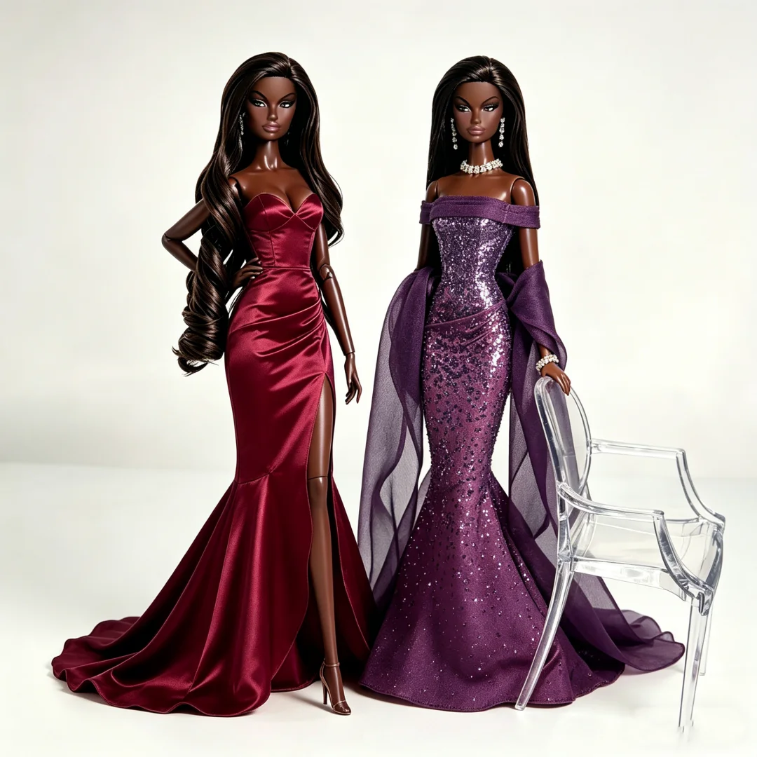 

2026 new deep black skin xianxian Supermodel doll / 32cm nude doll with brown curly hair / 12 joint movable body + head / toy