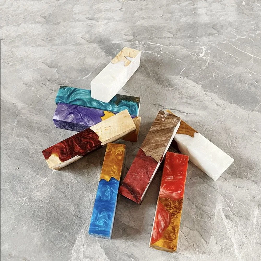 1PC Stable Burl Pen Blank Colorful Stabilized Maple Resin Wood Pen Material Knife Handle Hand Craft Random Color