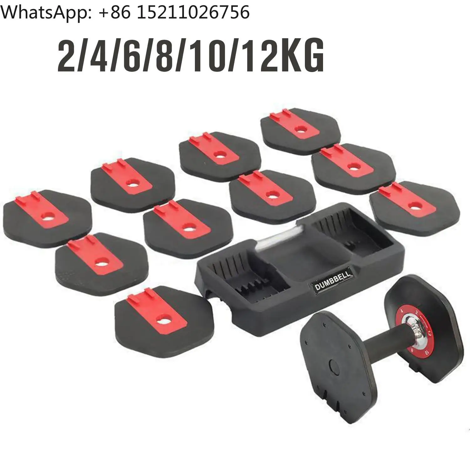 Adjustable Dumbbell 2kg 4kg 6kg 8kg 10kg 12kg Set, 2kg Increment, Home Gym Fitness Equipment Free Weight