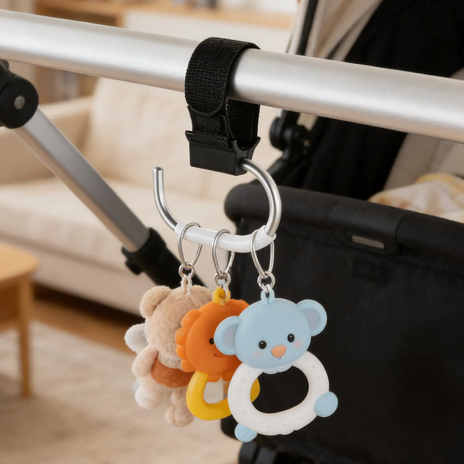 

Комплект из 2 поворотных крючков для детской коляски: металлические с пластиковыми элементами, многофункциональные держатели для сумок, подвесные крючки для подгузников и хозяйственных сумок