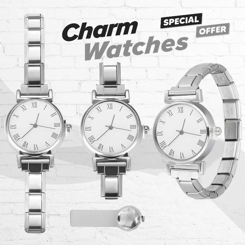 New Fashion Men Women's Stainless Steel Round Simple Watch Bracelet Bangle For Friend Wife Birthday Gift Jewelry DIY