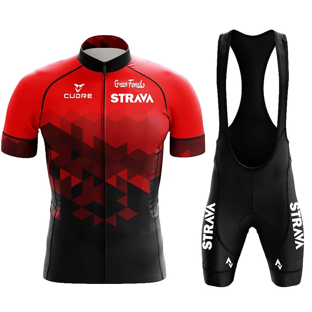 2024 Cycling Jersey Set Strava Summer Short Sleeve Breathable Men's MTB Bike Cycling Clothing Maillot Ropa Ciclismo Uniform Suit