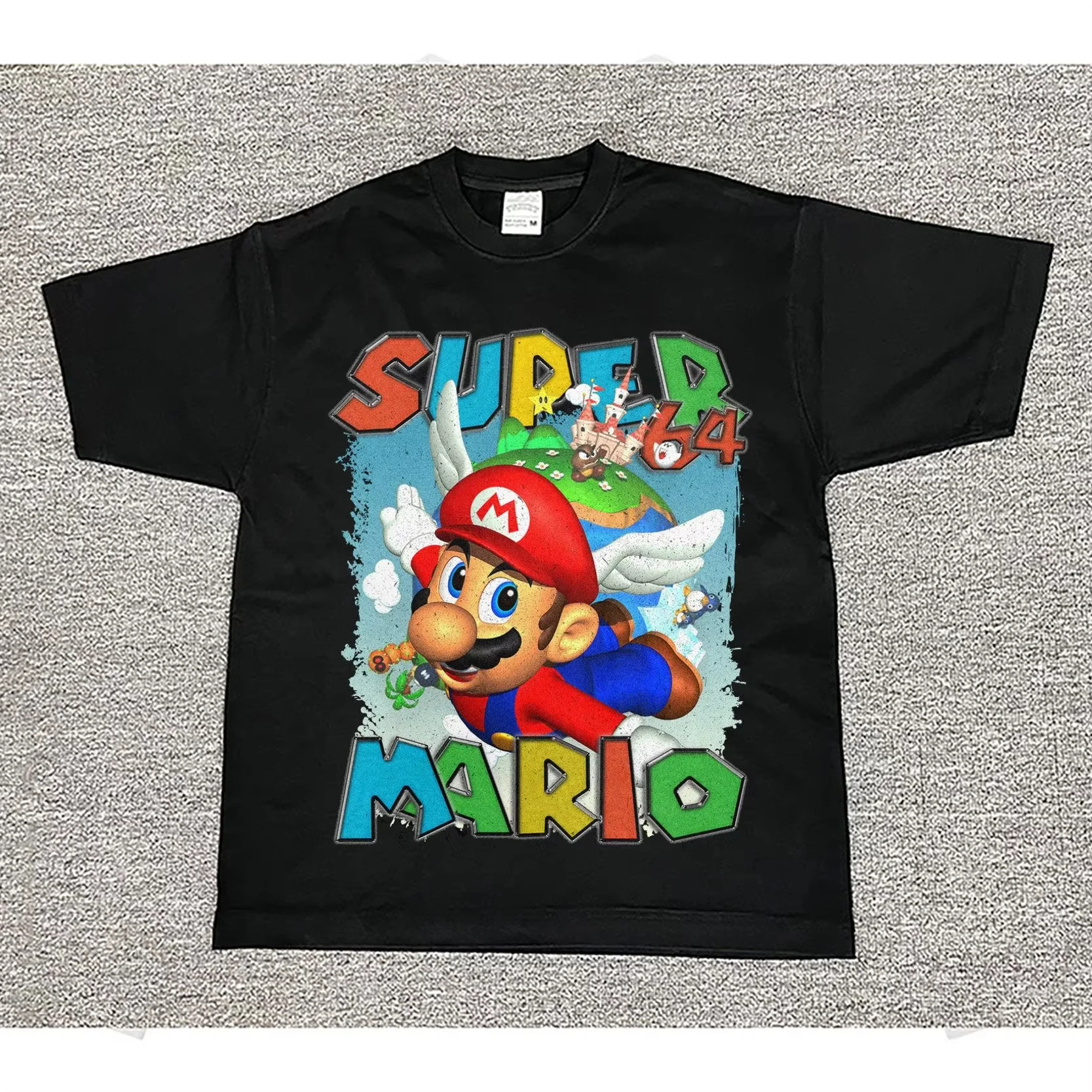 Nintendo Mario Super Kingdom Game Retro Tee Men Women and Kids Black Cool Graphic Art Print Short Sleeve Streetwear Top