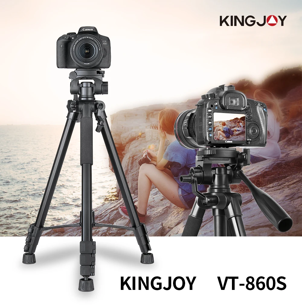 KINGJOY 175cm Camera Tripod Portable Camcorders Tripe Mobile Phone Stand Holder with Handle for DSLR, Projector Webcam Tripode