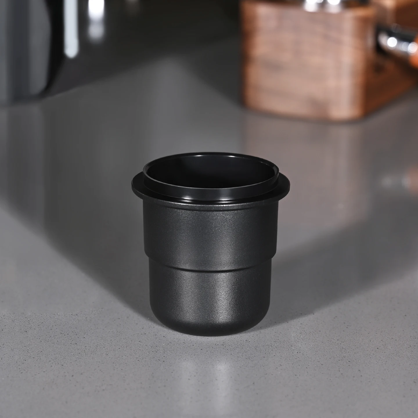 Taza dosificadora de 58 mm para portafiltro de café, taza negra transparente para degustar el espresso, taza dosificadora de café, herramientas para máquinas de café que evitan que el café se esparza.
