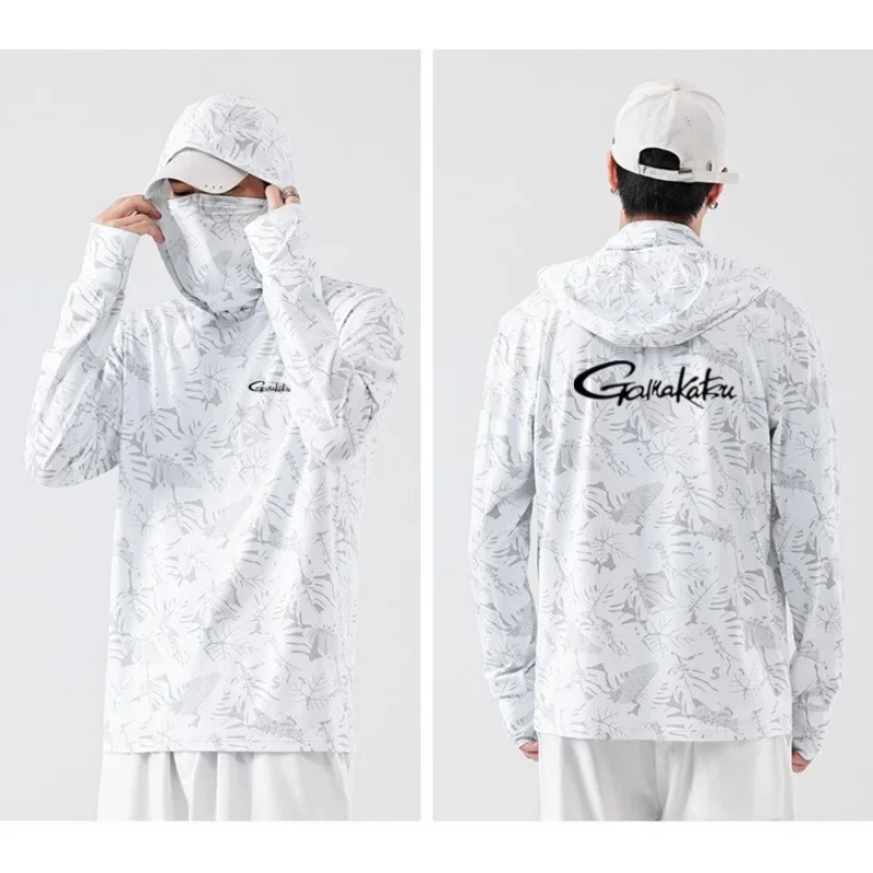 

2025 New Fishing Hoodie Men Summer Thin Ice Silk Breathable Magic Headband Covering Face and Sun Protection Clothing