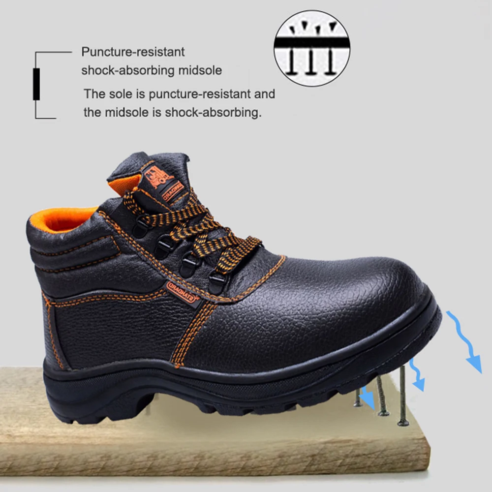 Zapatos de seguridad indestructibles para hombre, botas protectoras con punta de acero, calzado de seguridad a prueba de perforaciones