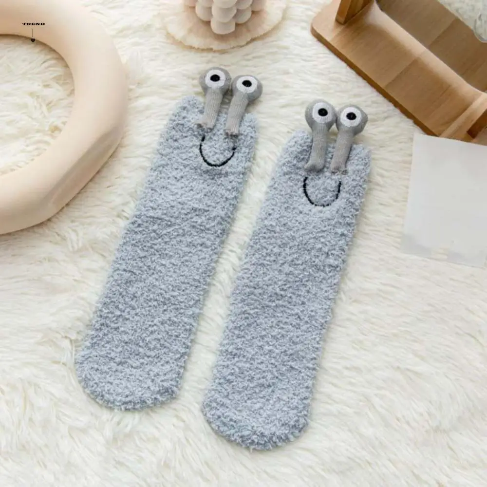 

Funny 3D Eyes Funny Tube Socks Cartoon Mid-Calf Coral Fleece Socks Hosiery Thicken Warm Furry Plush Sock Winter