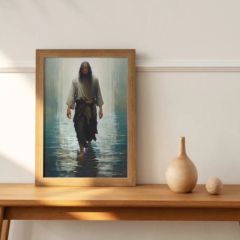 Jesus Walking on Water Poster Jesus Art Bible Canvas Painting Christian Faith Wall Art for Church Christian Room Home Decor