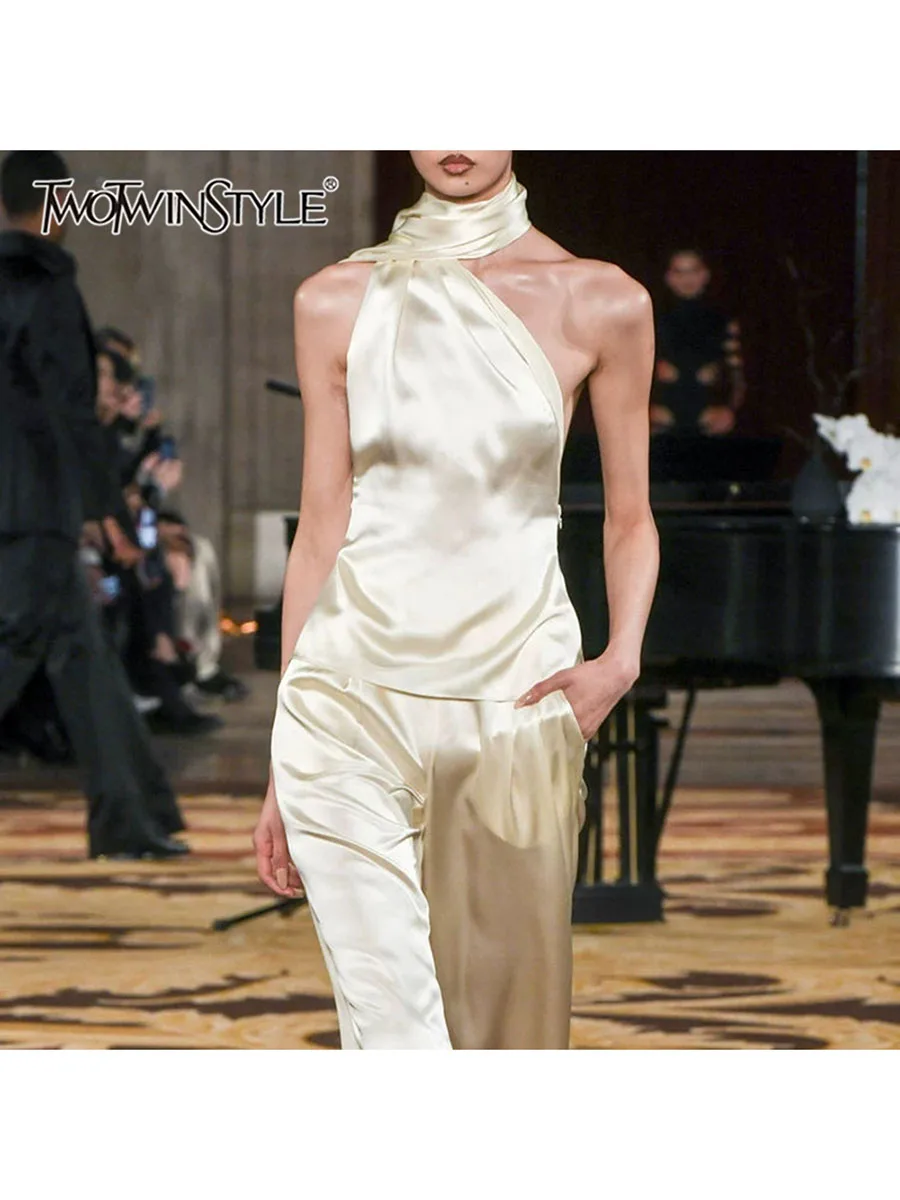 Valeria Draped Scarf-Neck Top