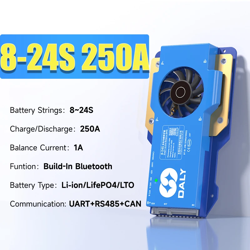 DalyBMS LiFePo4 4S 12V 8S 24S 16S 48V 60A 100A 150A 200A 250A 3.2V BMS BT CAN für Heimenergiespeicher Golfwagen Wohnmobile Schiffe