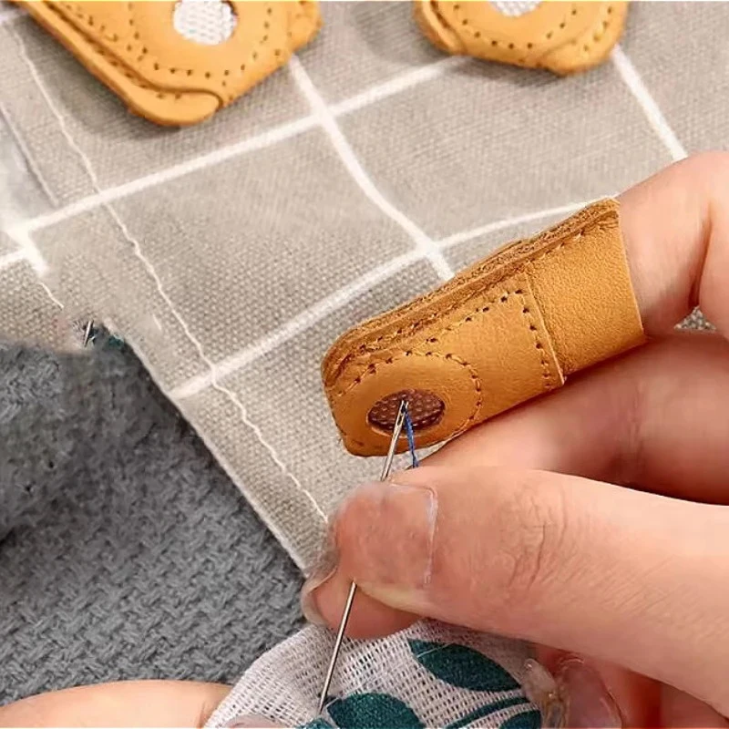 Needlework Finger Cover Tip Leather Coin Thimble Quilting Sleeve Finger Protect Handmade Patchwork Sewing Tools For Household