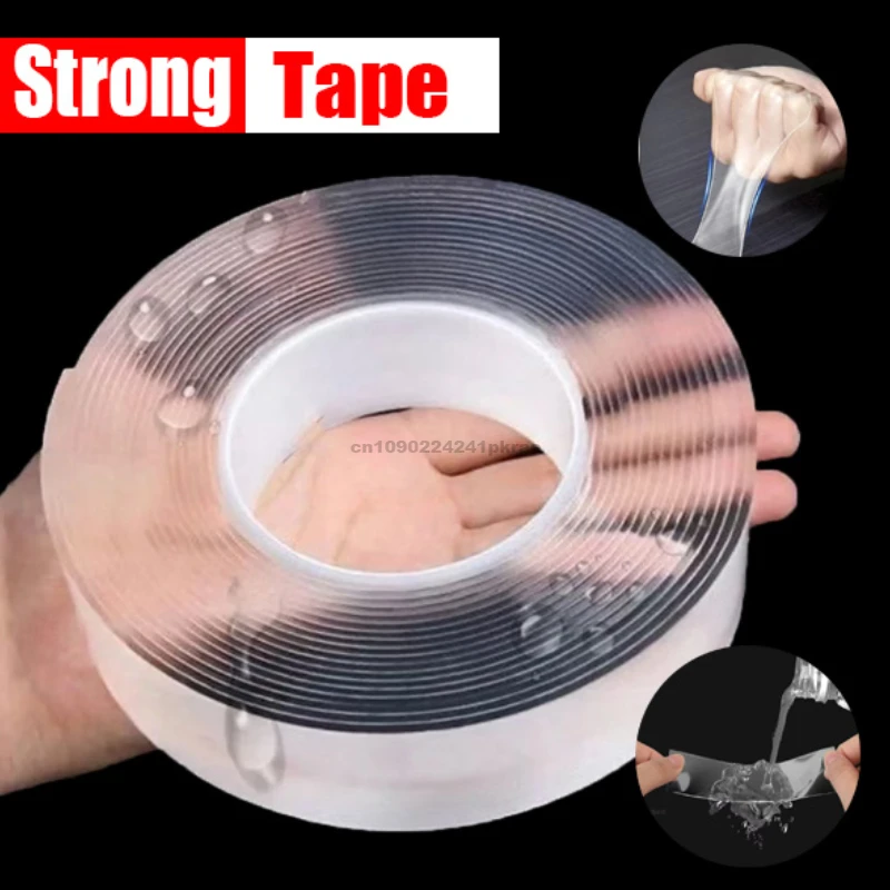 Extra Super Strong Double-Sided Adhesive Nano Tape Transparent Reusable Waterproof Tapes 2pcsResistance Bathroom Home Decoration