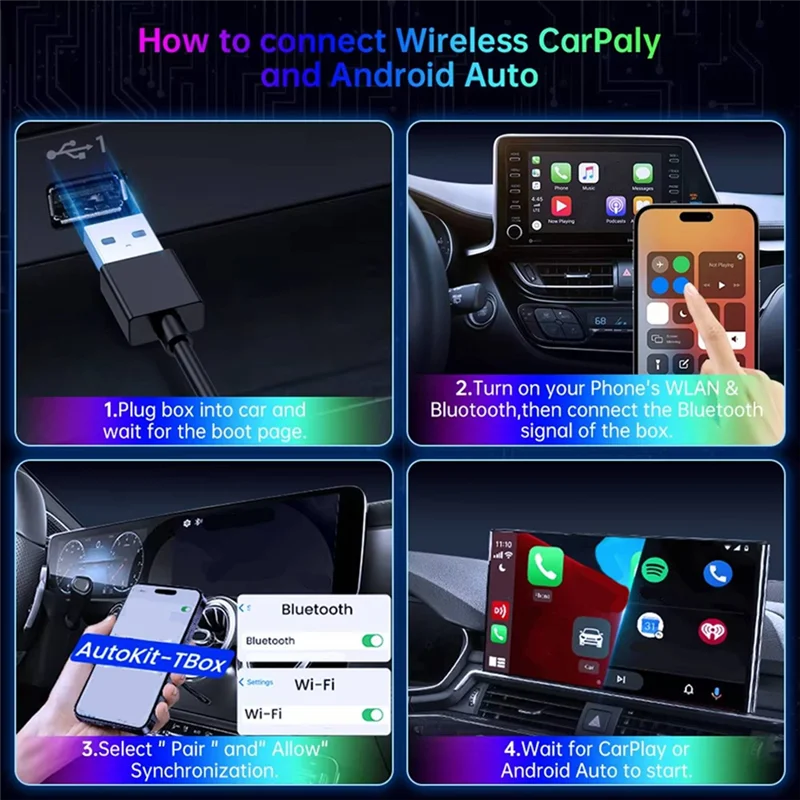 Kotak AI N95R Untuk Carplay Smart Box Android 12 Adaptor Nirkabel Android Auto Untuk Netflix IPTV 4K HD 2GB+ 16GB