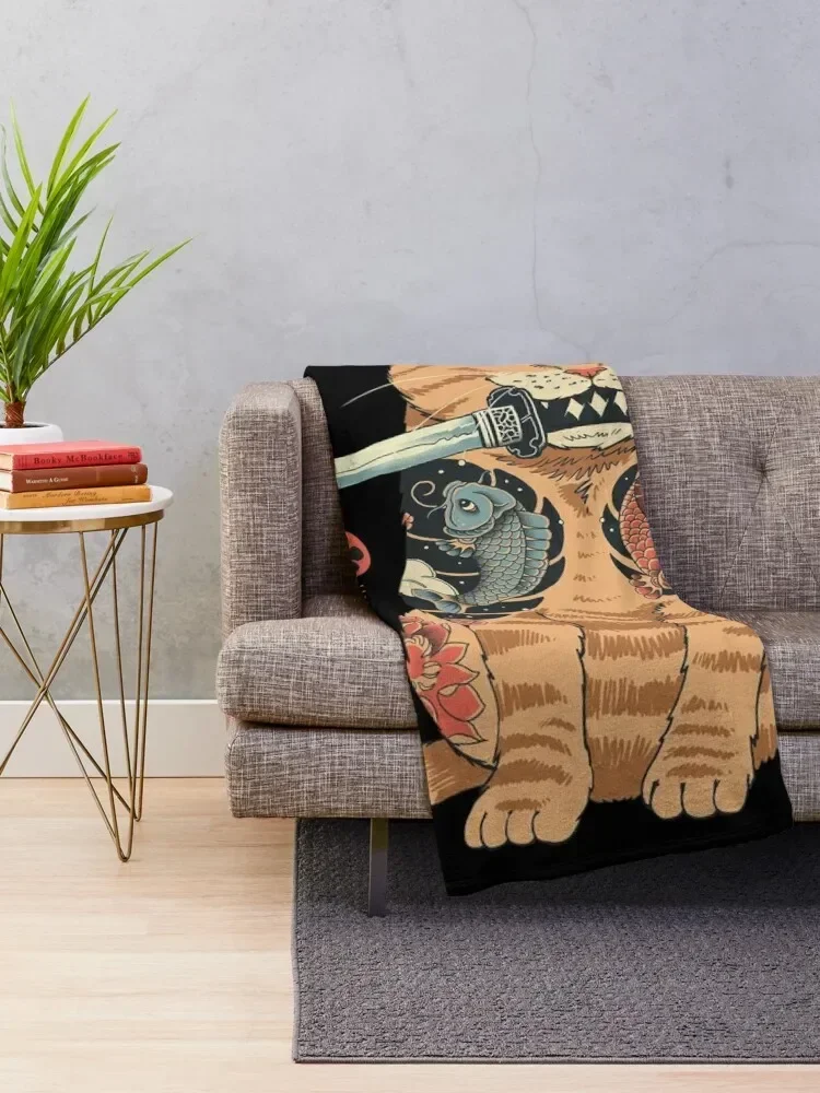 Yakuza Cat Throw Blanket Baby Hair Travel Blankets