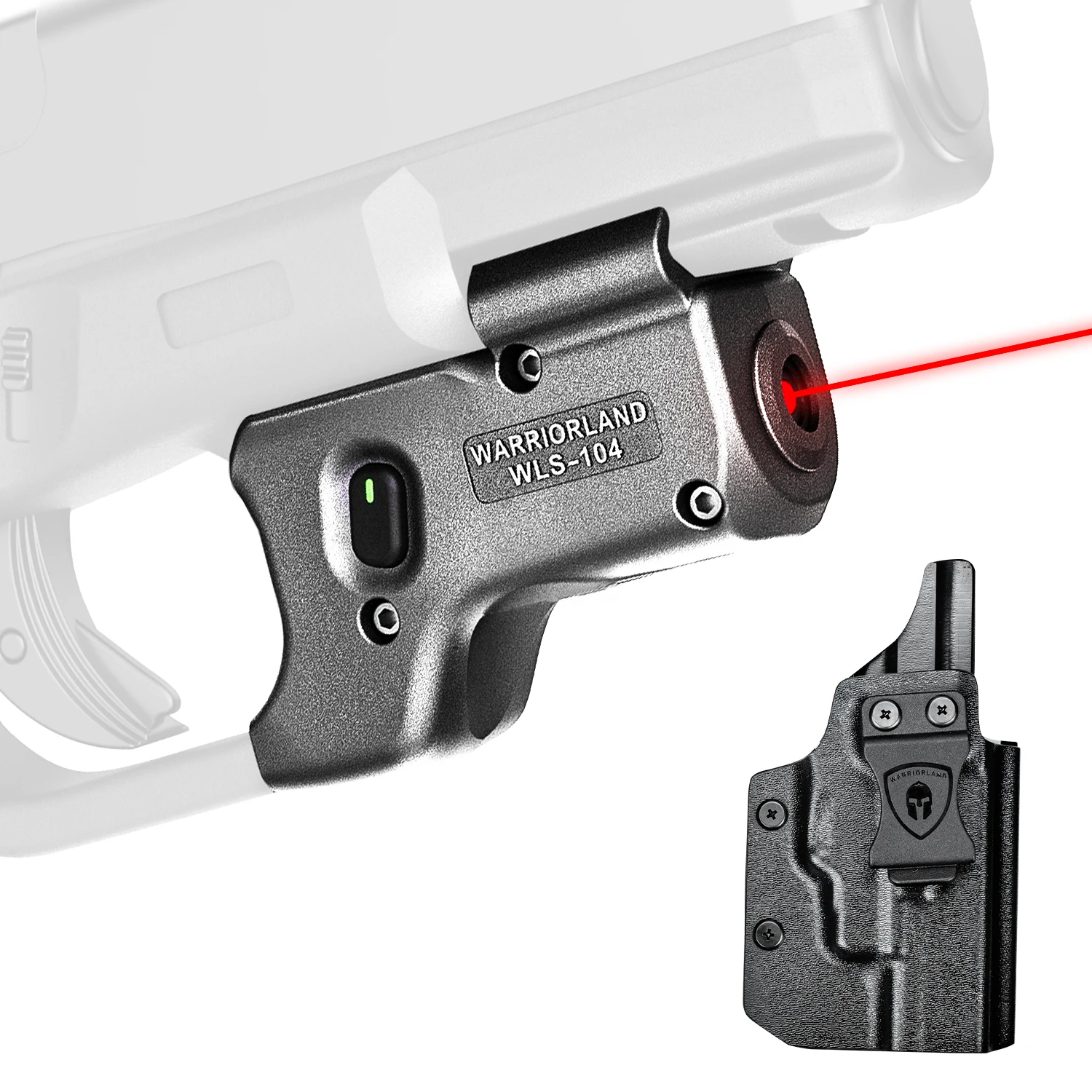 

WARRIORLAND Gun Red Laser Light Series For Glock 17 19 (Gen 3-5) 23 31 32(Gen 3-4) 19X 44 45 Right Hand with Kydex Holster