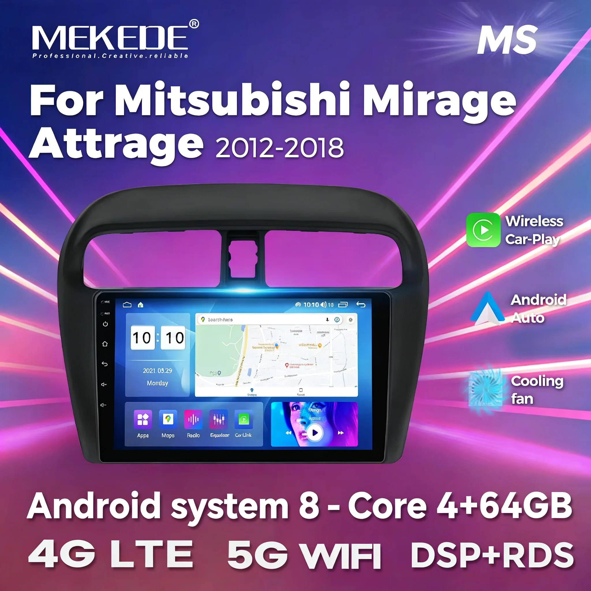 

Стерео MEKEDE 2 Din для Mitsubishi Mirage 6 Spacestar Attrage 2012-2018 WIFI 4G Автомобильный видеоплеер с разделенным экраном GPS Carplay