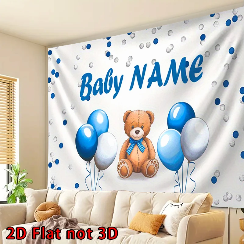 2D flat banner,1pc personalized Name customization- editable text,For various party occasions, 90.5x70.8inch Polyester Banner