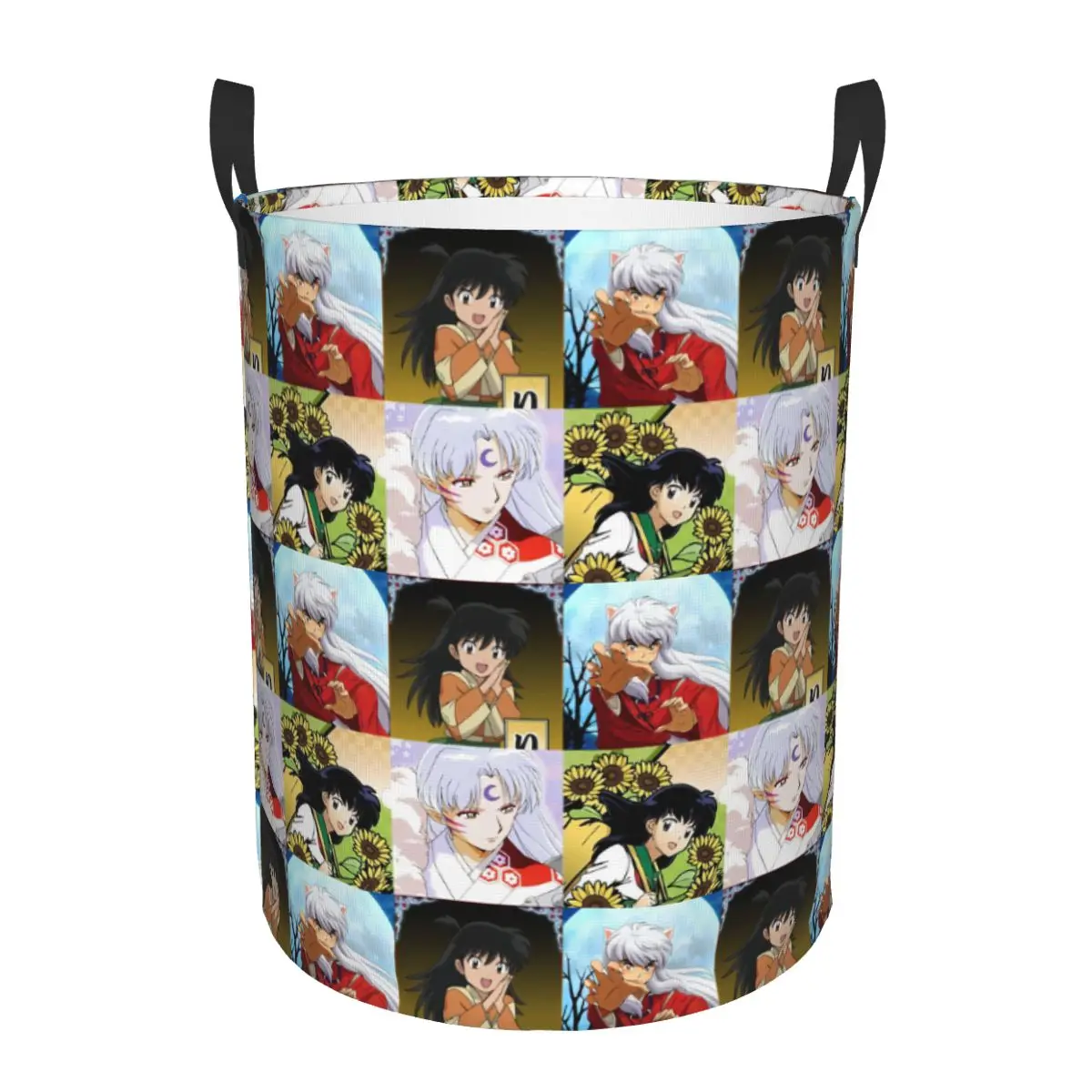 

Checkered Plaid Anime Inuyasha Laundry Basket Foldable Manga Clothes Hamper Storage Bin for Bathroom